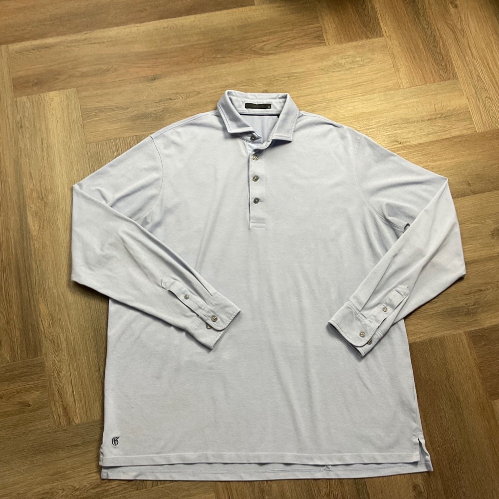 Greyson Polo Shirt Mens XL Light Blue Brrr Cooling Golf Long Sleeve Cuff Wicking